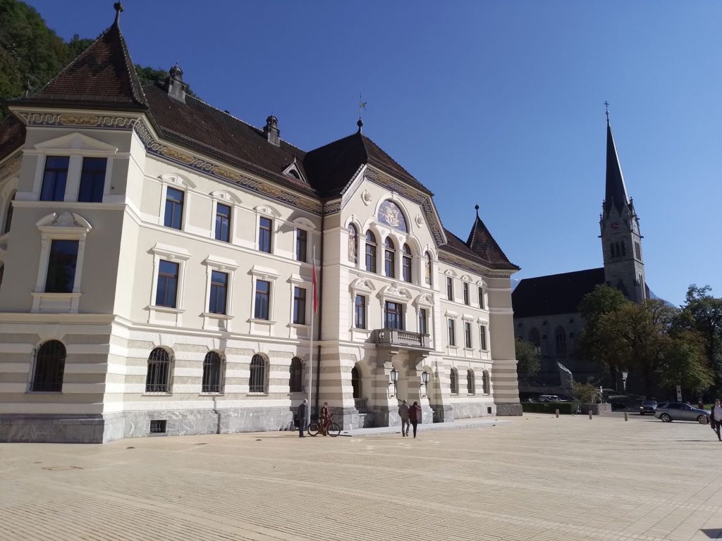 Parliament and St Florin Cathedral in Vaduz