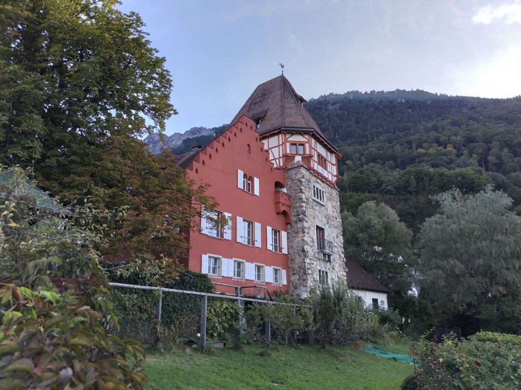 The famous Red House in Mitteldorf, Vaduz