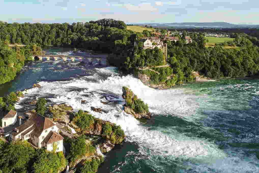Aerial view of the Rhine Falls