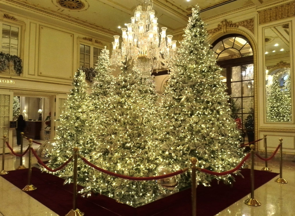 Christmas decorations at The Plaza Hotel, New York