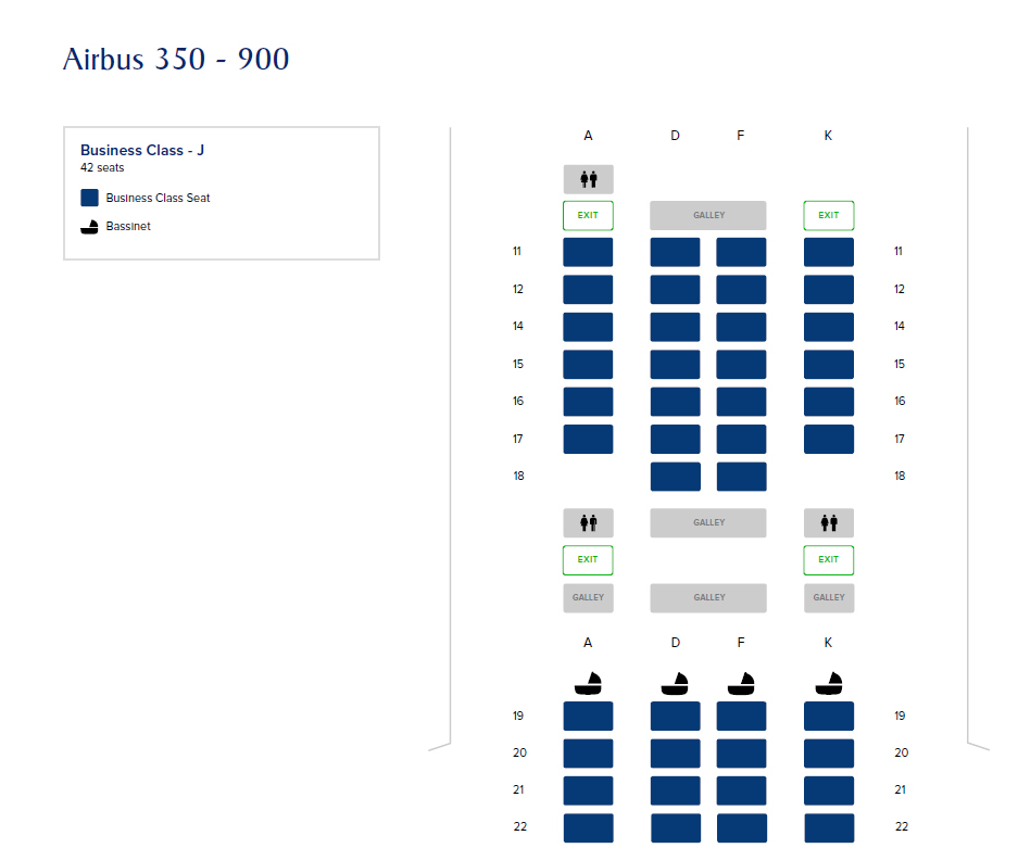 Singapore Airlines A350 Business Class Seat Configuration.