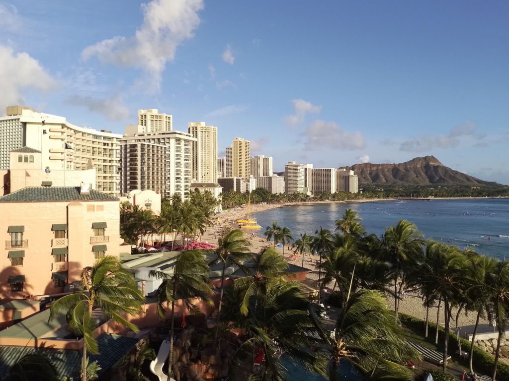 Birds eye view across Waikīkī's prime hotels in hawaii