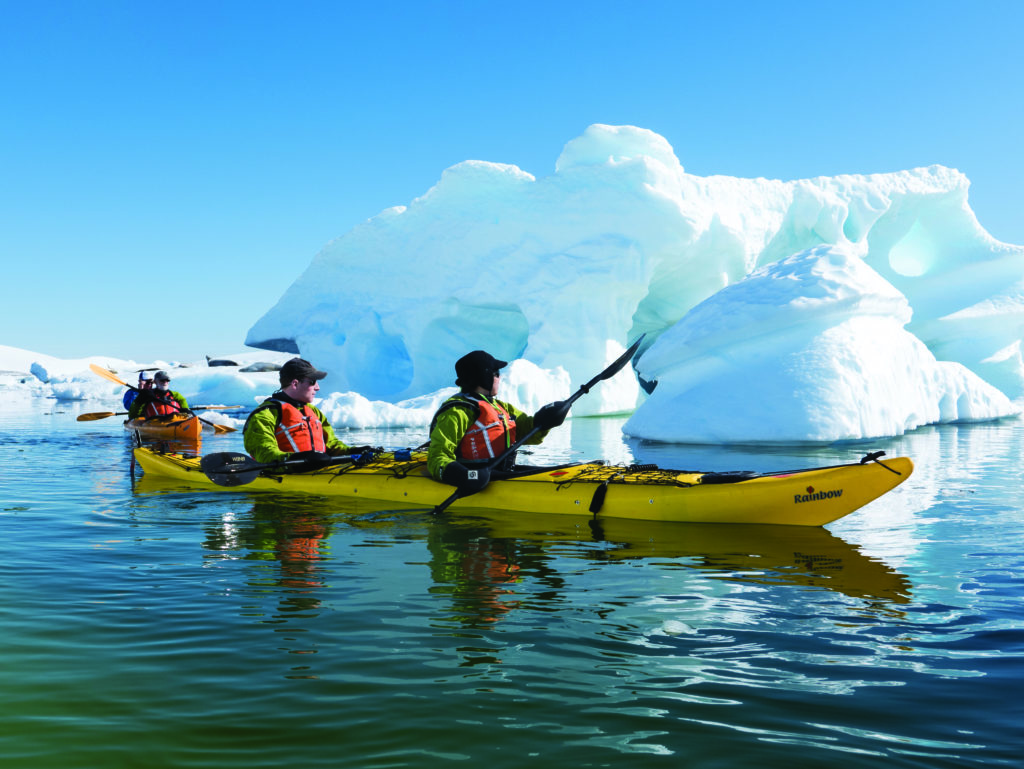 Kayaking in the icy waters of Antarctica