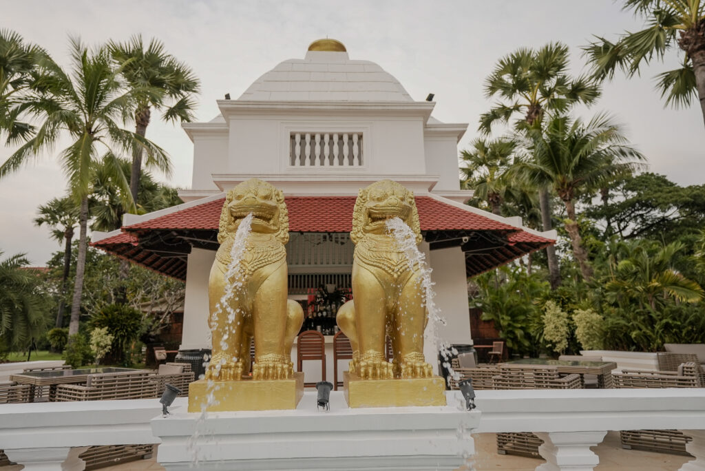 Golden Lion fountains at Raffles Grand D 'Angkor