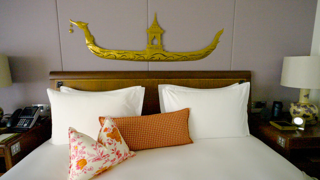 A luxurious bed at the Suite at The Mandarin Oriental Bangkok